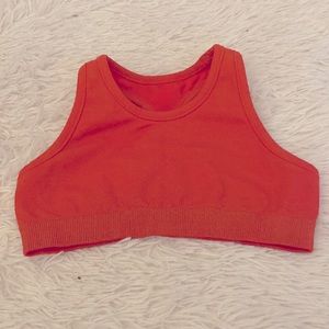 Athleta girls pink/orange sparkly sports bra.